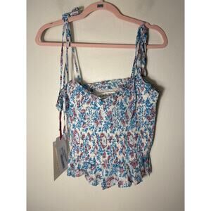 NWT Alix of Bohemia Blue Purple Smocked Halter Top Sz S